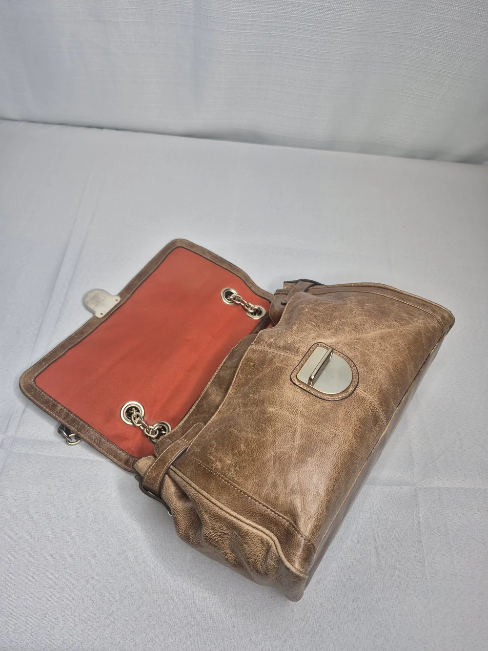 Banana Republic Vintage-Style Brown Leather Chain Shoulder Bag